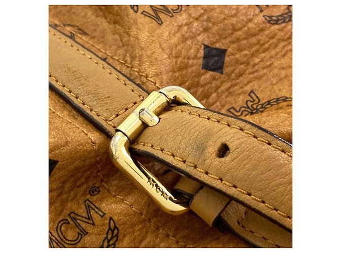Borsa Tote MCM Logo in pelle marrone - vista 18