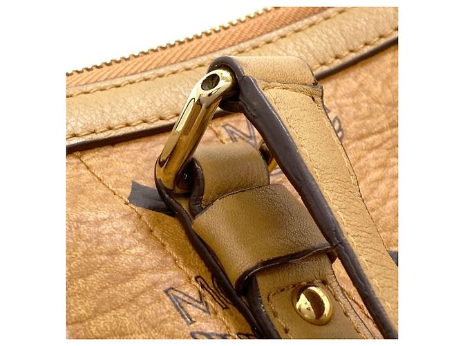 Borsa Tote MCM Logo in pelle marrone - vista 19
