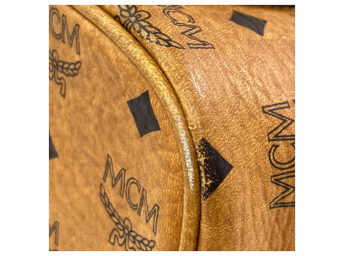 Borsa Tote MCM Logo in pelle marrone - vista 23