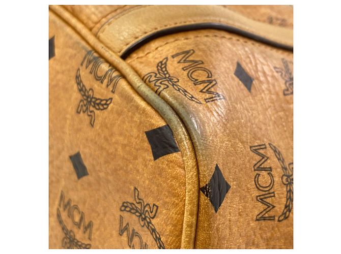 Borsa Tote MCM Logo in pelle marrone - vista 24