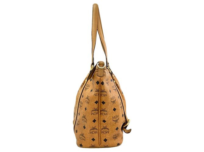Borsa Tote MCM Logo in pelle marrone - vista 3