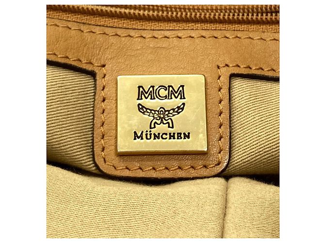 Borsa Tote MCM Logo in pelle marrone - vista 6
