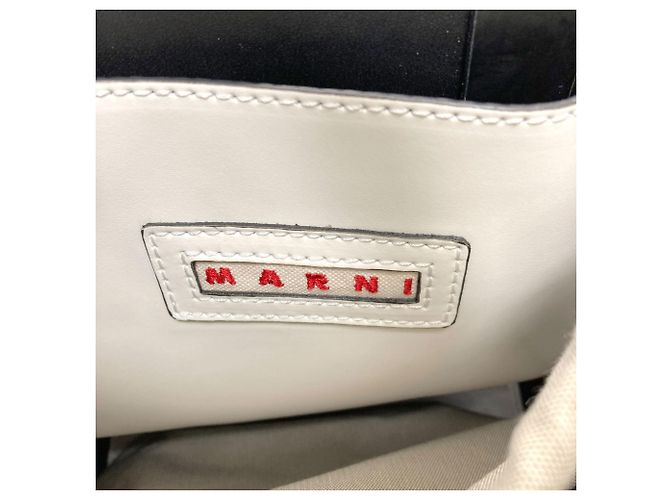 Borsa a 2 vie in pelle Marni Museo Nero Bianco - vista 6