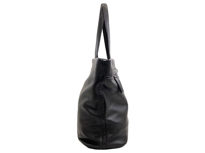 Borsa tote Prada Logo in pelle nera Nero - vista 3