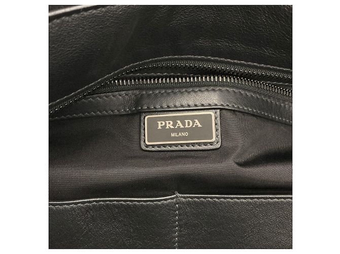 Borsa tote Prada Logo in pelle nera Nero - vista 6