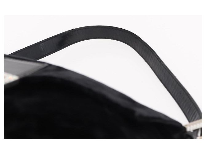 Borsa a Spalla FENDI Mamma Baguette Velluto Nero Argento Auth yk20633SAM - vista 14