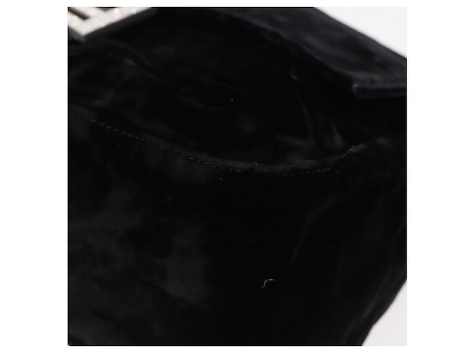 Borsa a Spalla FENDI Mamma Baguette Velluto Nero Argento Auth yk20633SAM - vista 15