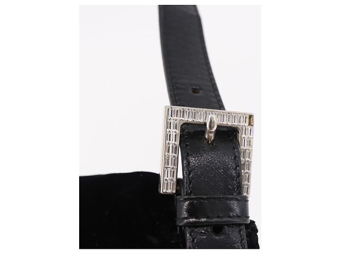 Borsa a Spalla FENDI Mamma Baguette Velluto Nero Argento Auth yk20633SAM - vista 18