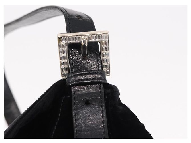 Borsa a Spalla FENDI Mamma Baguette Velluto Nero Argento Auth yk20633SAM - vista 19