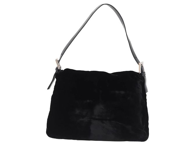 Borsa a Spalla FENDI Mamma Baguette Velluto Nero Argento Auth yk20633SAM - vista 2