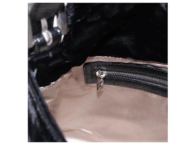 Borsa a Spalla FENDI Mamma Baguette Velluto Nero Argento Auth yk20633SAM - vista 27