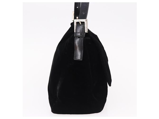 Borsa a Spalla FENDI Mamma Baguette Velluto Nero Argento Auth yk20633SAM - vista 4