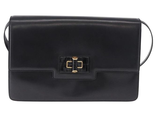 Bolsa de Ombro GUCCI em Couro Preto e Ouro Auth BA14311 Dourado - vista 13