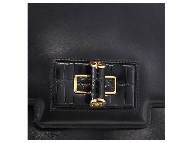 Bolsa de Ombro GUCCI em Couro Preto e Ouro Auth BA14311 Dourado - vista 17