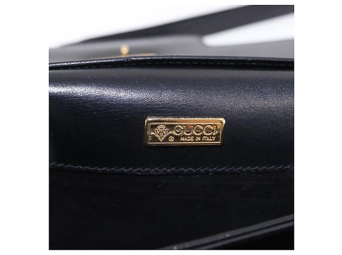 Bolsa de Ombro GUCCI em Couro Preto e Ouro Auth BA14311 Dourado - vista 19