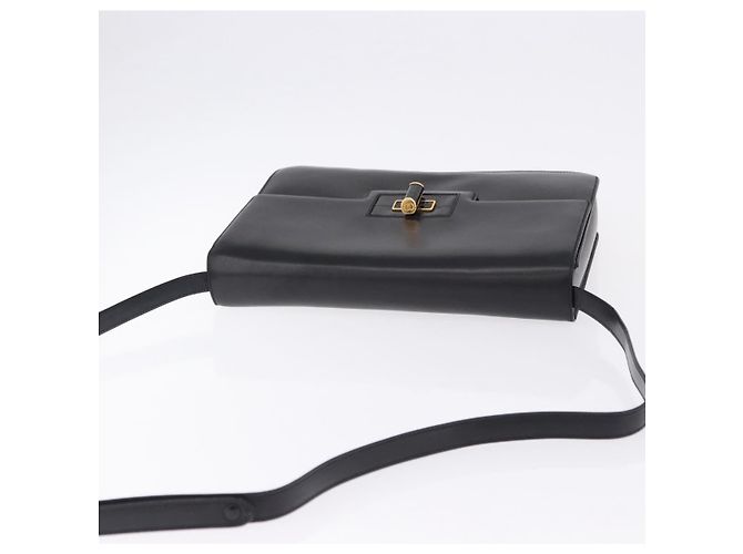 Bolsa de Ombro GUCCI em Couro Preto e Ouro Auth BA14311 Dourado - vista 6