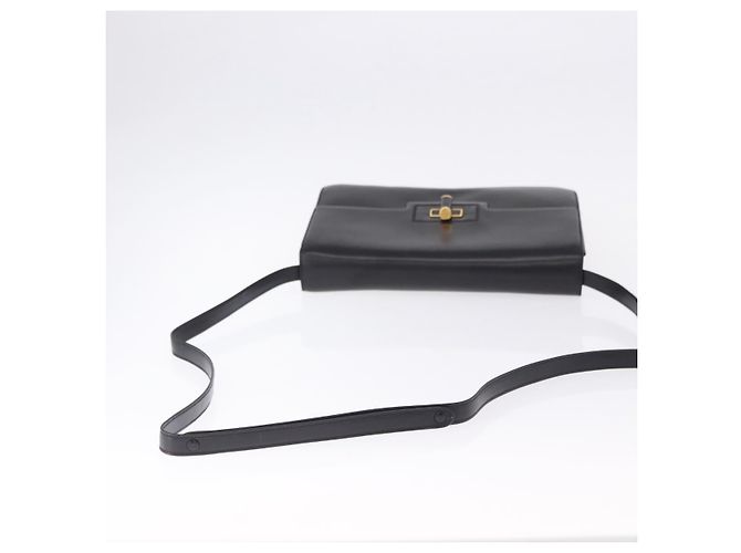 Bolsa de Ombro GUCCI em Couro Preto e Ouro Auth BA14311 Dourado - vista 7