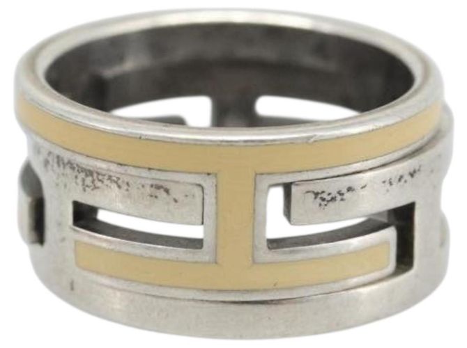 Ring Hermès Bague HERMES Move Ash Ag925 Argent Beige Auth 192856M Argenté - vue 2