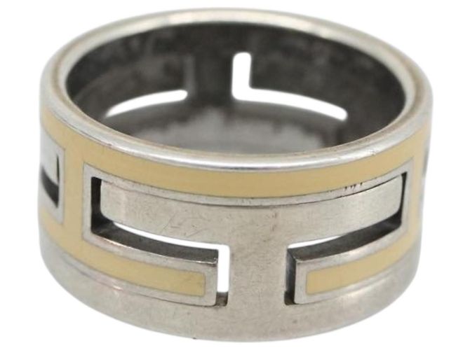 Ring Hermès Bague HERMES Move Ash Ag925 Argent Beige Auth 192856M Argenté - vue 3