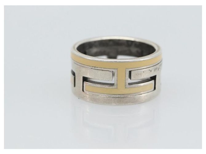 Ring Hermès Bague HERMES Move Ash Ag925 Argent Beige Auth 192856M Argenté - vue 4