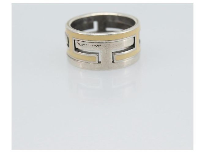Ring Hermès Bague HERMES Move Ash Ag925 Argent Beige Auth 192856M Argenté - vue 5