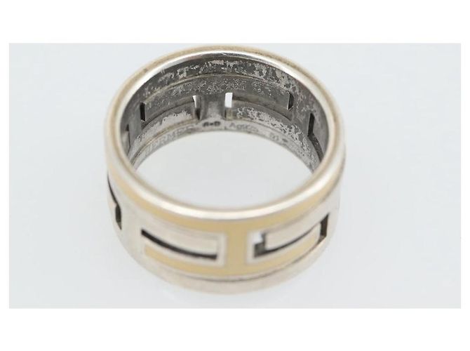 Ring Hermès Bague HERMES Move Ash Ag925 Argent Beige Auth 192856M Argenté - vue 7