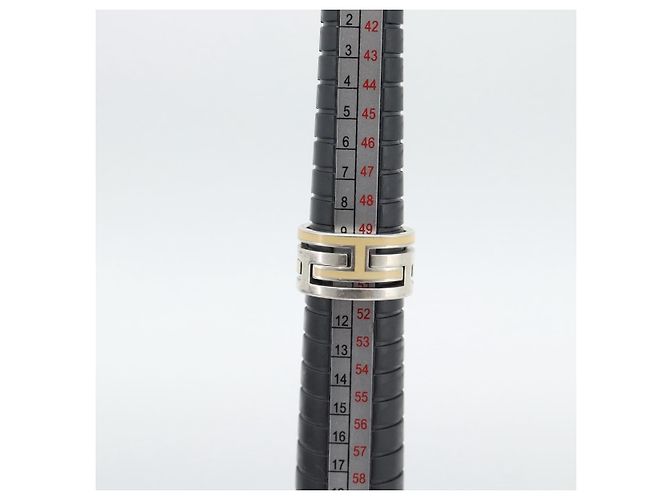Ring Hermès Bague HERMES Move Ash Ag925 Argent Beige Auth 192856M Argenté - vue 8