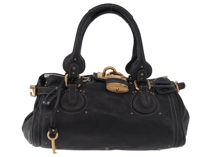 Chloé Borsa Chloe Paddington in pelle nera e oro Auth SW2641M Nero D'oro - vista 13