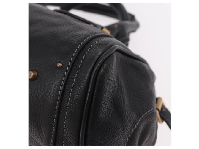 Chloé Borsa Chloe Paddington in pelle nera e oro Auth SW2641M Nero D'oro - vista 15