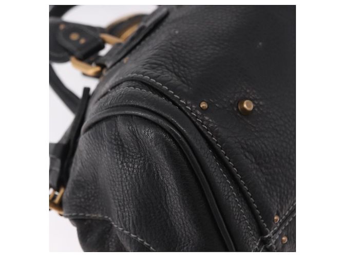 Chloé Borsa Chloe Paddington in pelle nera e oro Auth SW2641M Nero D'oro - vista 16