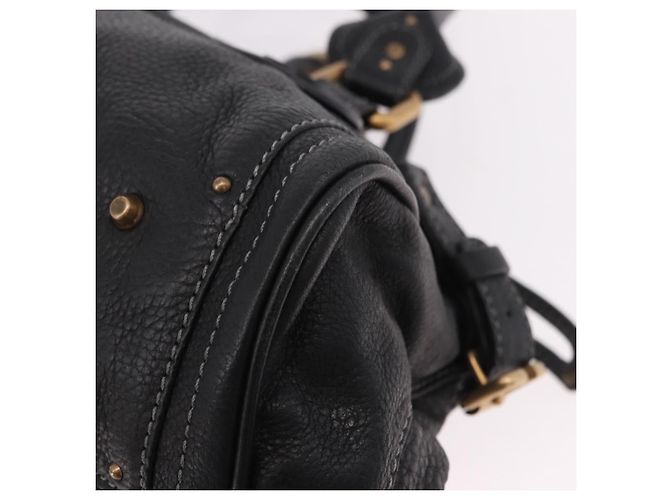 Chloé Borsa Chloe Paddington in pelle nera e oro Auth SW2641M Nero D'oro - vista 17