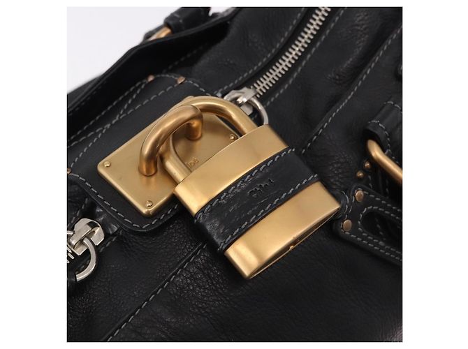 Chloé Borsa Chloe Paddington in pelle nera e oro Auth SW2641M Nero D'oro - vista 18