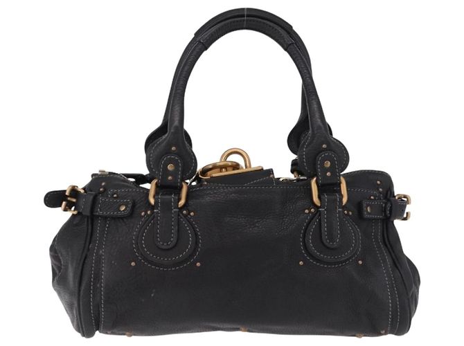 Chloé Borsa Chloe Paddington in pelle nera e oro Auth SW2641M Nero D'oro - vista 2