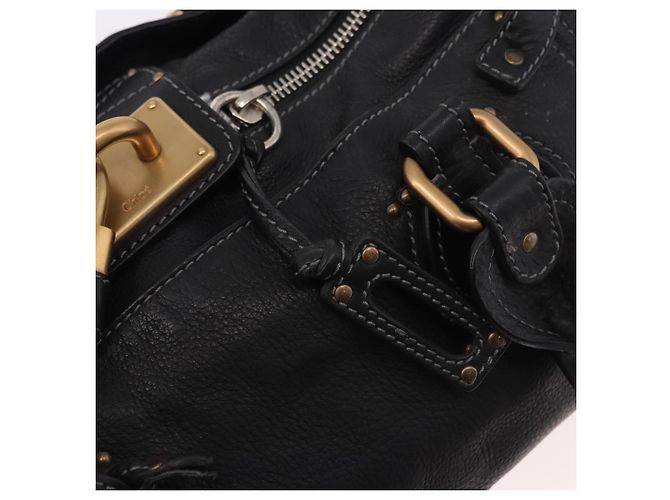 Chloé Borsa Chloe Paddington in pelle nera e oro Auth SW2641M Nero D'oro - vista 20