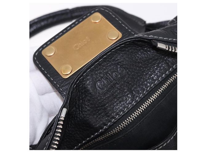 Chloé Borsa Chloe Paddington in pelle nera e oro Auth SW2641M Nero D'oro - vista 21