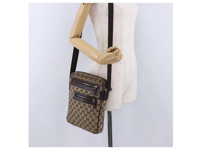 Borsa a Spalla GUCCI GG Canvas Beige Argento 92551 Auth 192812 - vista 23