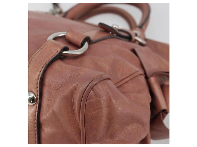 Borsa a mano Miu Miu Side Ribbon in pelle 2way Rosa Argento Auth bs36207 - vista 10
