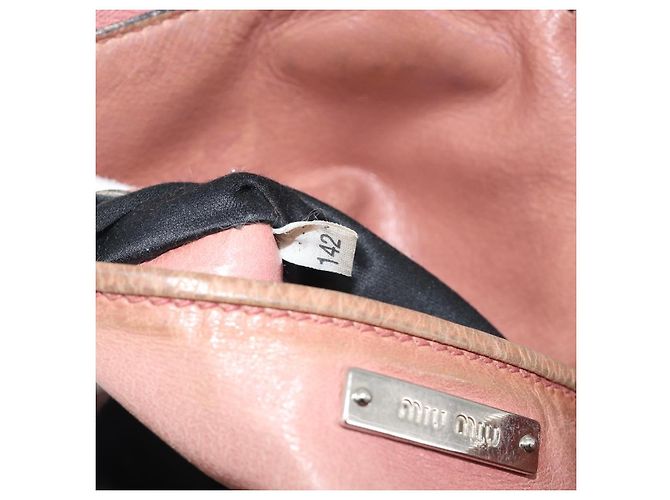Borsa a mano Miu Miu Side Ribbon in pelle 2way Rosa Argento Auth bs36207 - vista 12