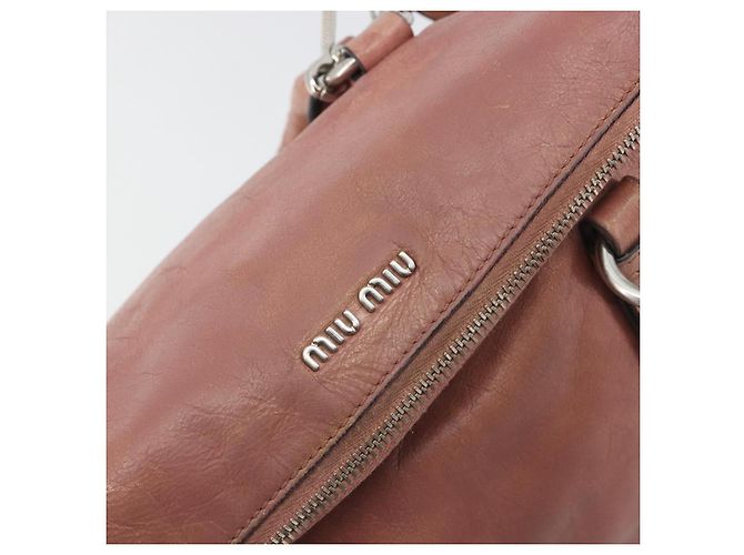 Borsa a mano Miu Miu Side Ribbon in pelle 2way Rosa Argento Auth bs36207 - vista 18