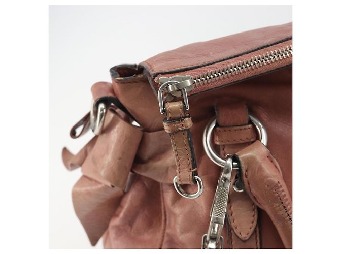 Borsa a mano Miu Miu Side Ribbon in pelle 2way Rosa Argento Auth bs36207 - vista 19