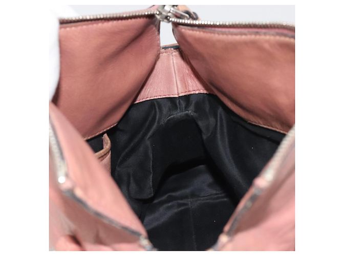 Borsa a mano Miu Miu Side Ribbon in pelle 2way Rosa Argento Auth bs36207 - vista 21
