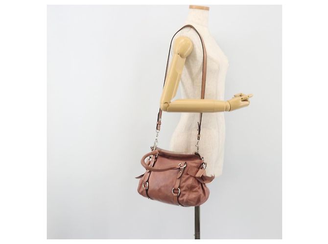 Borsa a mano Miu Miu Side Ribbon in pelle 2way Rosa Argento Auth bs36207 - vista 24