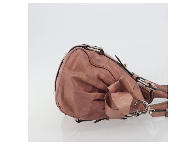 Borsa a mano Miu Miu Side Ribbon in pelle 2way Rosa Argento Auth bs36207 - vista 3