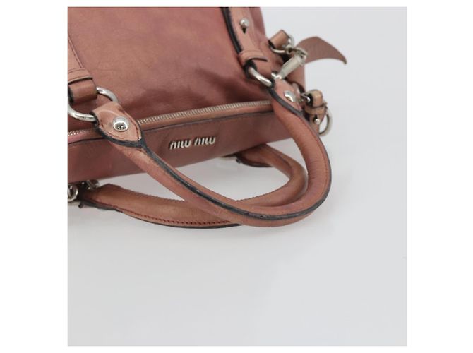 Borsa a mano Miu Miu Side Ribbon in pelle 2way Rosa Argento Auth bs36207 - vista 7