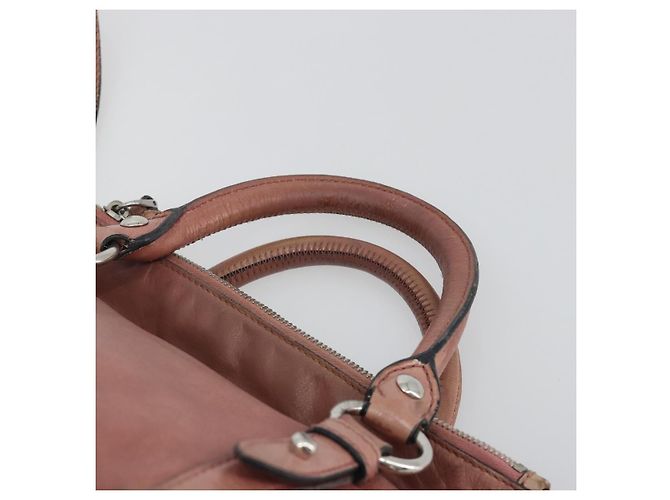 Borsa a mano Miu Miu Side Ribbon in pelle 2way Rosa Argento Auth bs36207 - vista 8