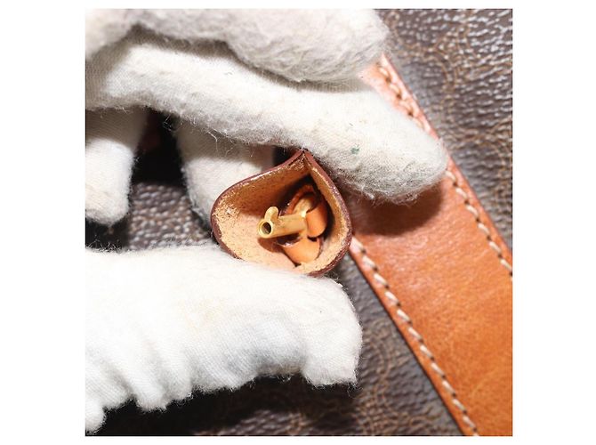 Céline Borsa Boston CELINE Macadam Canvas PVC Pelle Marrone Oro Auth 190319 D'oro - vista 11