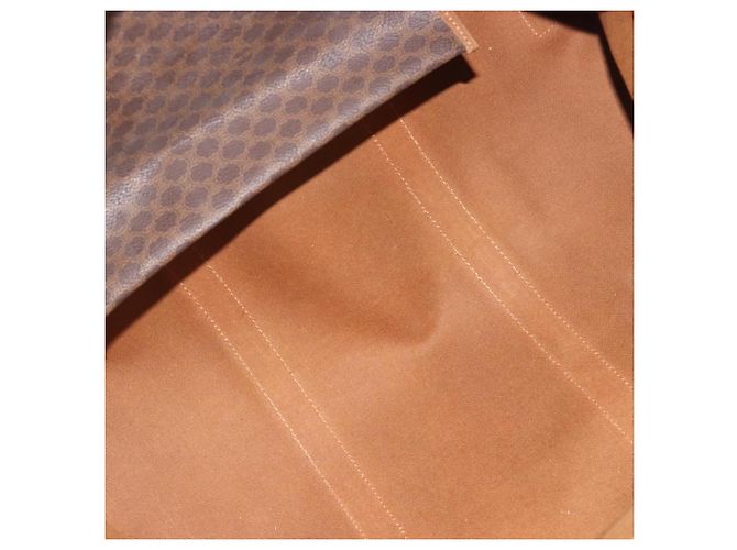 Céline Borsa Boston CELINE Macadam Canvas PVC Pelle Marrone Oro Auth 190319 D'oro - vista 12