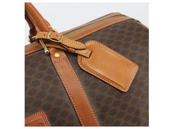 Céline Borsa Boston CELINE Macadam Canvas PVC Pelle Marrone Oro Auth 190319 D'oro - vista 18