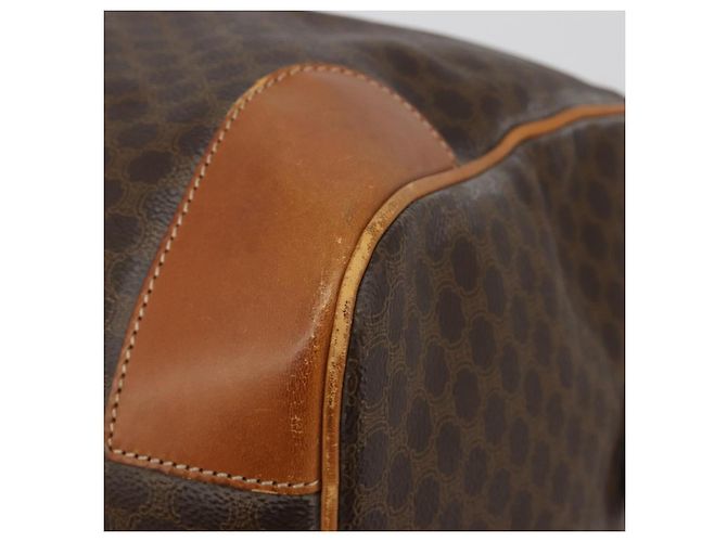 Céline Borsa Boston CELINE Macadam Canvas PVC Pelle Marrone Oro Auth 190319 D'oro - vista 9