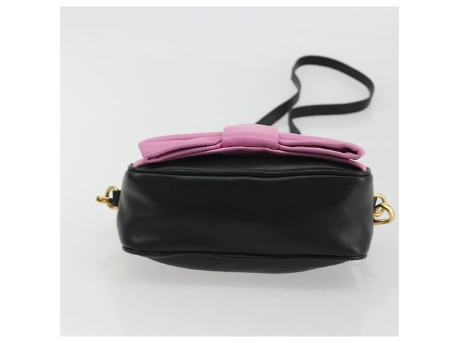 PRADA Ribbon Schultertasche Leder Schwarz Rosa Authentisch 191719V Pink - Ansicht 5